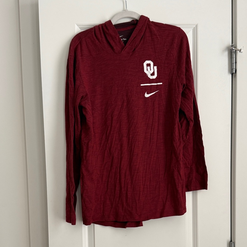 Nike OU Maroon Long Sleeve Hooded Tee